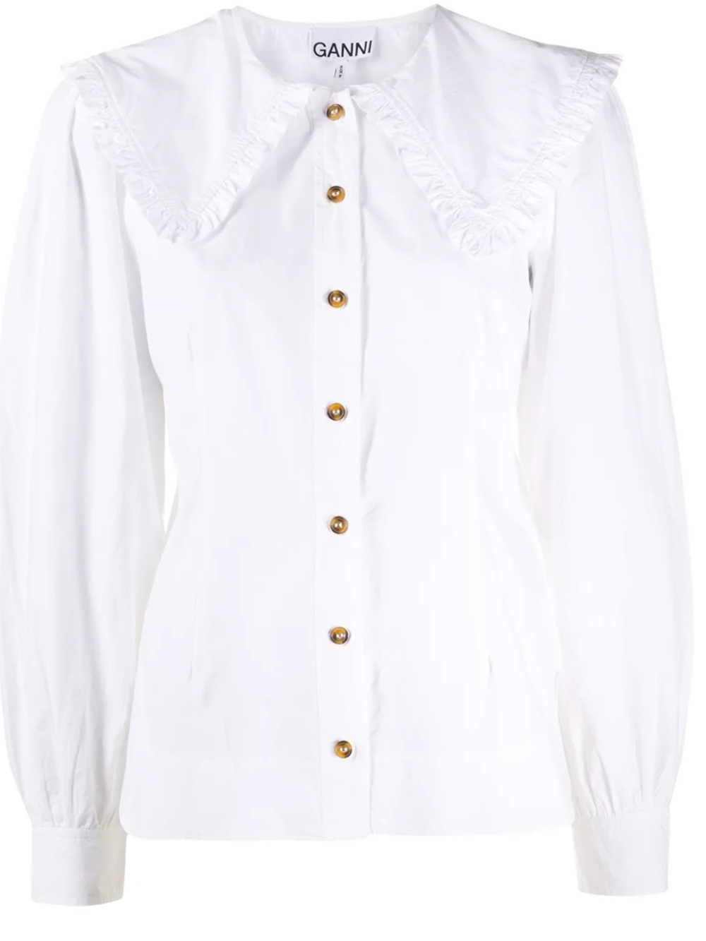 Ganni Frill Collar Poplin Shirt